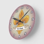 （紋章の）フラ・ダ・リ家紋姓 ラウンド壁時計 (傾斜)