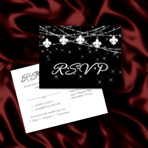 (紋章の)フラ・ダ・リ灯 Mardi GrasテーマRSVP Entree インビテーションポストカード