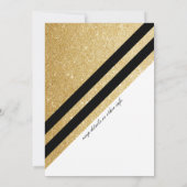 （紋章の）フラ・ダ・リ白黒金ゴールド結婚グリッター 招待状 (裏面)