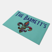 （紋章の）フラ・ダ・リ装飾マルディグラ屋外 ドアマット (アングル)