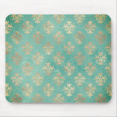 (紋章の)フラ・ダ・リ金ゴールドとティール(緑がかった色)グリーンヴィンテージパティーナ マウスパッド (正面)