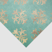 （紋章の）フラ・ダ・リ金ゴールドとティール（緑がかった色）グリーンヴィンテージパティーナ 薄葉紙 (詳細)