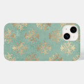 (紋章の)フラ・ダ・リ金ゴールドとティール(緑がかった色)グリーンヴィンテージパティーナ Case-Mate iPhoneケース (裏面 (横))