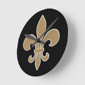 (紋章の)フラ・ダ・リ金ゴールドのアウトライン(白と黒) ラウンド壁時計 (傾斜)
