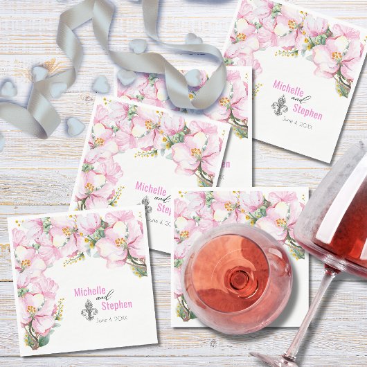 (紋章の)フラ・ダ・リ/さくらんぼブロッサム紙ナプキンス スタンダードランチョンナプキン