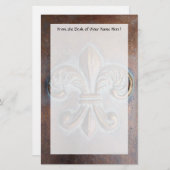 （紋章の）フラ・ダ・リ、印刷される老化させた銅一見 便箋 (正面/裏面)