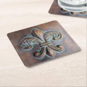(紋章の)フラ・ダ・リ、古い銅色の印刷 スクエアペーパーコースター (アングル)