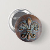 (紋章の)フラ・ダ・リ、古い銅色の印刷 缶バッジ (正面&裏面)