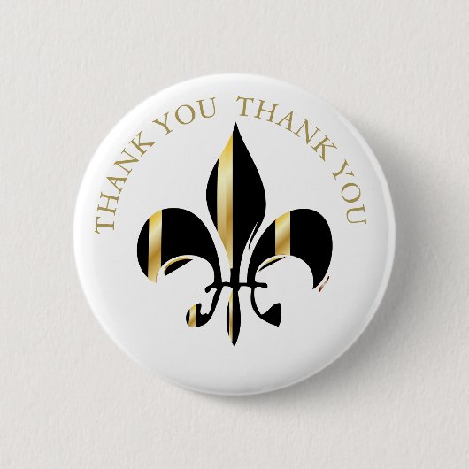 （紋章の）フラ・ダ・リ/黒+金ゴールド 缶バッジ (正面)