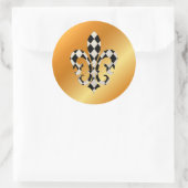 （紋章の）フラ・ダ・リ、DIY背景+文字 ラウンドシール (バッグ)