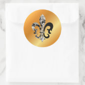 （紋章の）フラ・ダ・リ、DIY背景+文字 ラウンドシール (バッグ)