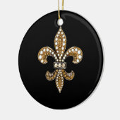 （紋章の）フラ・ダ・リFlorニュー・オーリンズは金ゴールドをカスタマイズ セラミックオーナメント (左)