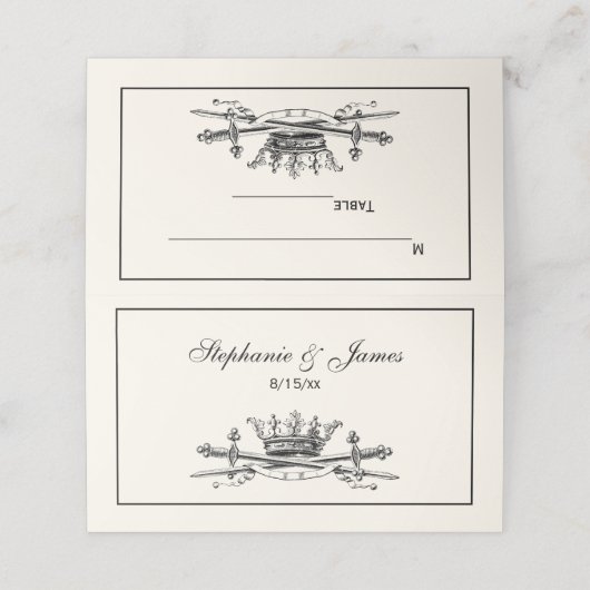 紋章を交差する紋章の紋章アイボリー プレイスカード (外部開封)