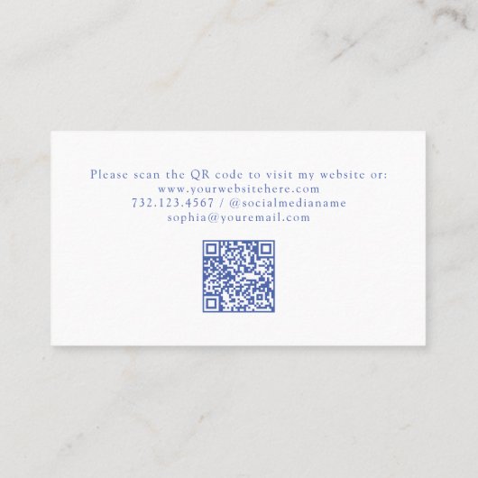 紋章エレガント・モノグラム |青と白 名刺 (裏面)