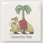 紋章キャメルパームツリーカラーコートオブアームズ ストーンコースター (正面)