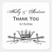 紋章クラウン交差剣サーベルエンブレムクレスト スクエアシール (正面)