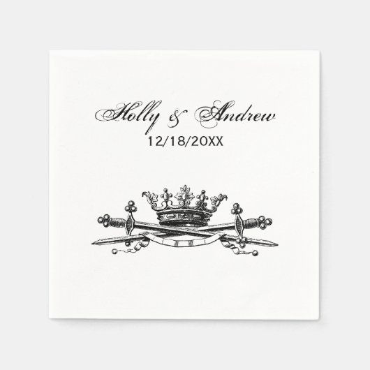 紋章クラウン交差剣サーベルエンブレムクレスト スタンダードカクテルナプキン (正面)