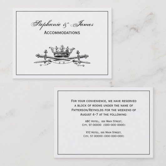 紋章クラウン交差剣サーベルエンブレムクレスト 名刺 (正面/裏面)