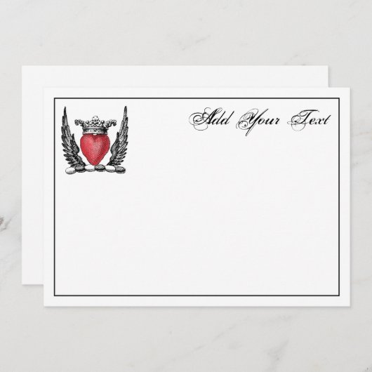 紋章ハートウイングコートオブアームクレストノートカード ノートカード (正面/裏面)