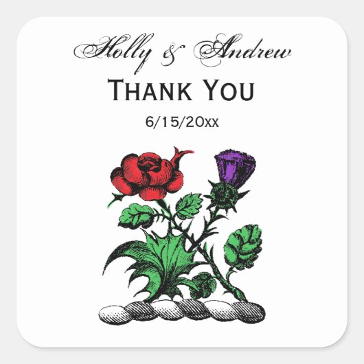 紋章バラ&ティスルコートオブアームズクレストカラー スクエアシール (正面)