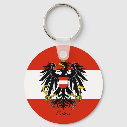 紋章パーソナライズされた付きオーストリア国旗 キーホルダー (正面)