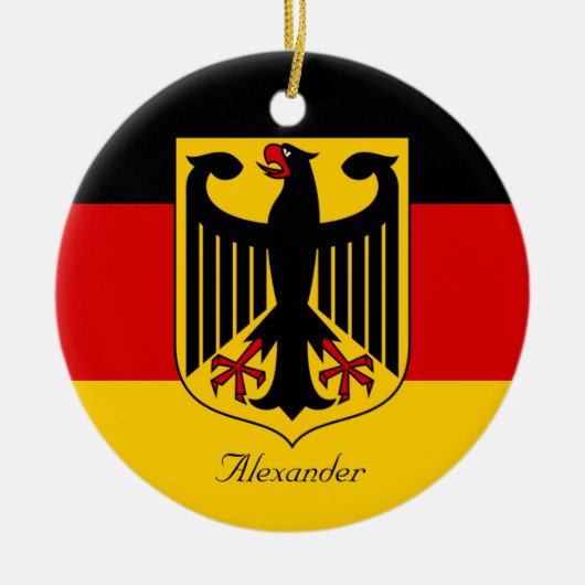 紋章パーソナライズされた付きドイツ国旗 セラミックオーナメント (正面)