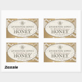 紋章ビーアイボリーオーバルハニーラベル金ゴールドハニカム 長方形シール (シート)