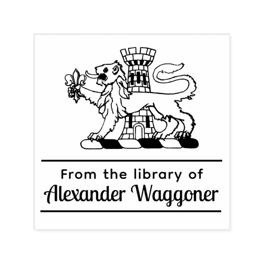 紋章ライオン城「図書館から」本 セルフインキングスタンプ (デザイン)