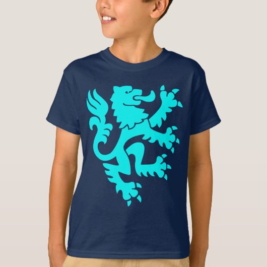 紋章ライオン01 – シアン Tシャツ (正面)