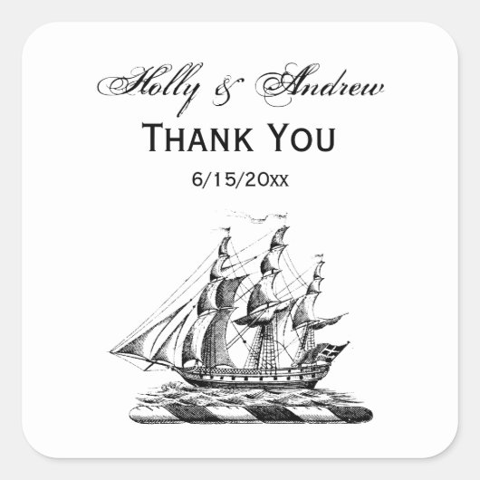 紋章ヴィンテージ航海のクリッパーシップ スクエアシール (正面)