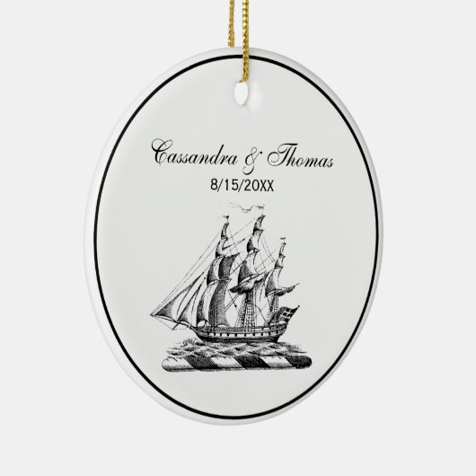 紋章ヴィンテージ航海のクリッパーシップ セラミックオーナメント (右)