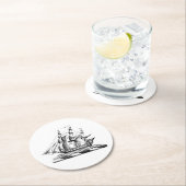 紋章ヴィンテージ航海のクリッパーシップ ラウンドペーパーコースター (インサイチュ)