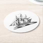 紋章ヴィンテージ航海のクリッパーシップ ラウンドペーパーコースター (アングル)
