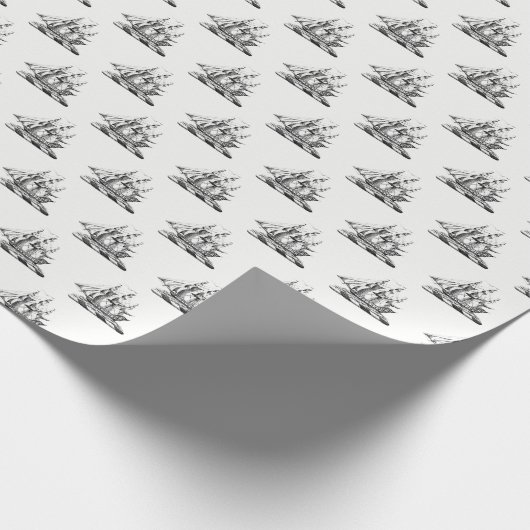 紋章ヴィンテージ航海のクリッパーシップ ラッピングペーパー (角)