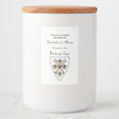 紋章ヴィンテージ4ミツバチが盾の紋章の上をスクロール フードラベル (正面)