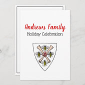 紋章ヴィンテージ4ミツバチが盾の紋章の上をスクロール 招待状 (正面/裏面)