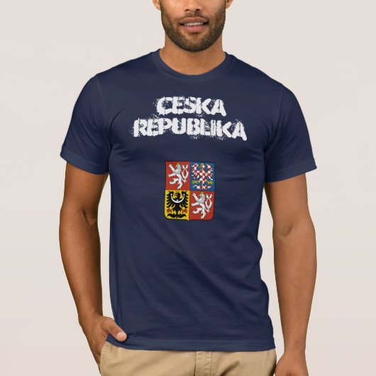 紋章付き外衣とのチェコスロバキア共和国Ceska Republika Tシャツ (正面)