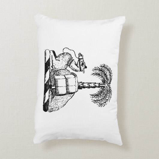 紋章名門私立校風のラクダのヤシの木のコートオブアームズ アクセントクッション (裏面(縦))