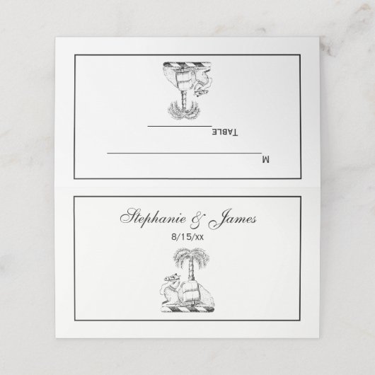 紋章名門私立校風のラクダのヤシの木のコートオブアームズ プレイスカード (外部開封)