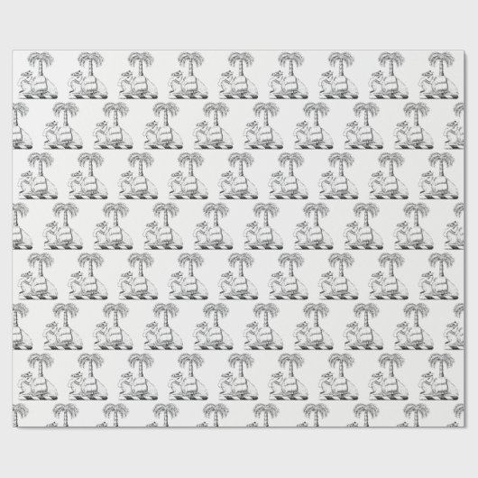 紋章名門私立校風のラクダのヤシの木のコートオブアームズ ラッピングペーパー (フラット)