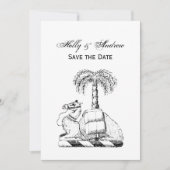 紋章名門私立校風のラクダのヤシの木のコートオブアームズ 招待状 (正面)