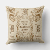 紋章学のドラゴンのスコットランドの一族の人の戦士フレーム クッション (裏面)