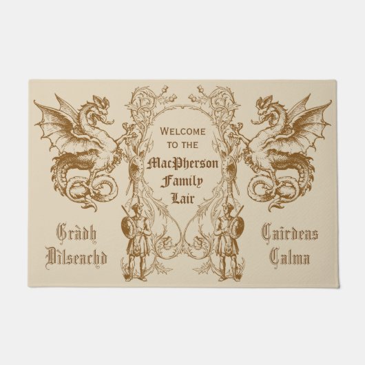 紋章学のドラゴンのスコットランドの一族の人の戦士フレーム ドアマット (正面)