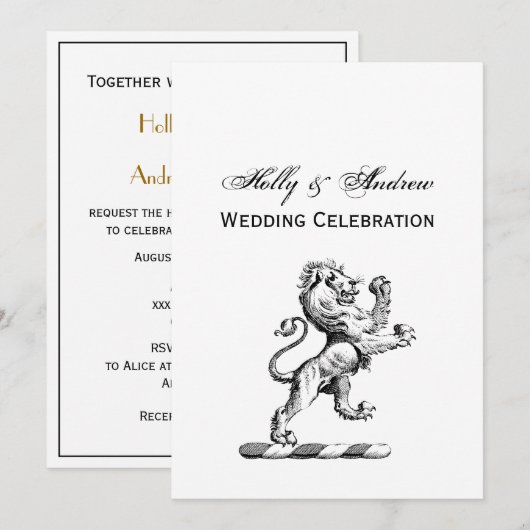紋章獅子立紋章 招待状 (正面/裏面)
