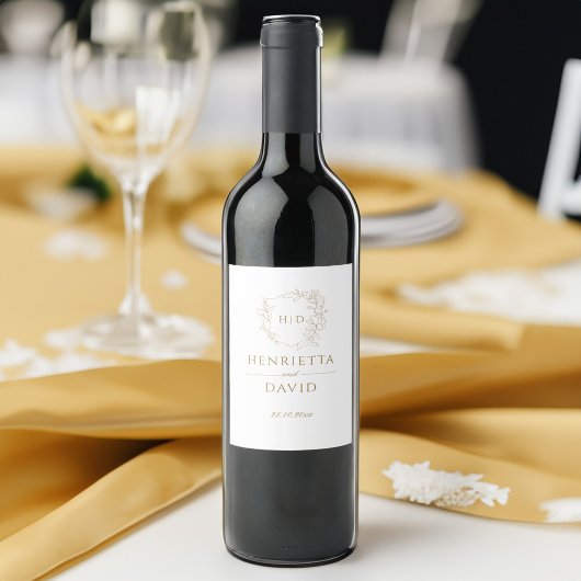 紋章結婚植物金ゴールドモノグラエレガントム ワインラベル