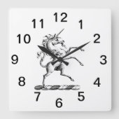 紋章TnFの紋章の紋章Heraldic Unicorn飼育コート スクエア壁時計 (正面)