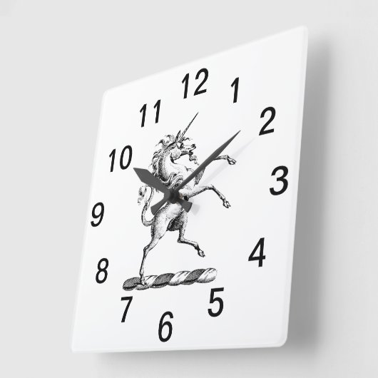 紋章TnFの紋章の紋章Heraldic Unicorn飼育コート スクエア壁時計 (傾斜)