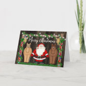 納屋で可愛いサンタと馬メリークリスマス シーズンカード (正面)