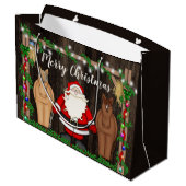 納屋で可愛いサンタと馬メリークリスマス ラージペーパーバッグ (裏面アングル)