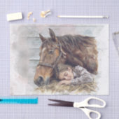 納屋で眠っている馬と女の最高の子"友達" 薄葉紙 (クラフト)